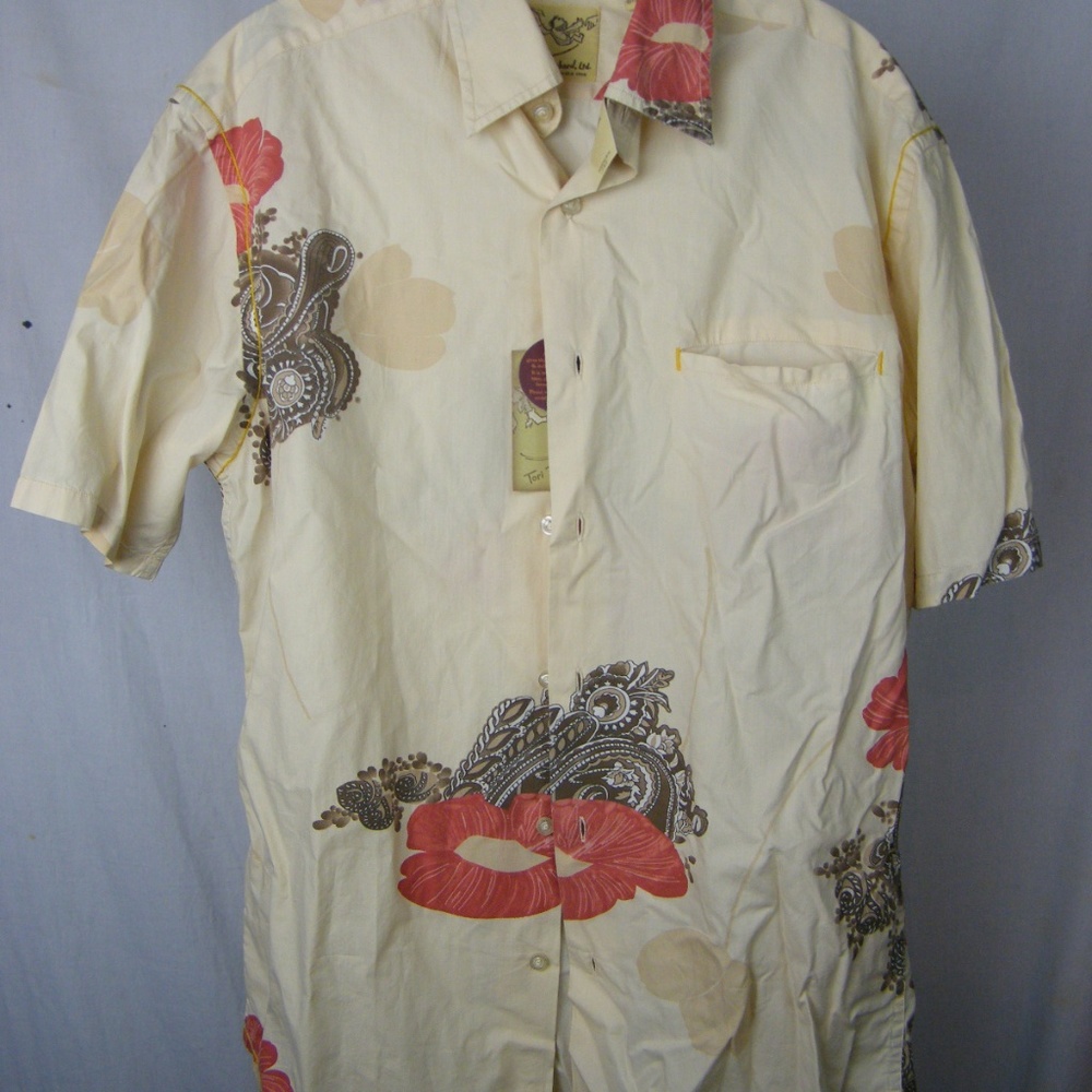 TORI RICHARD Mens Short Sleeve Button Floral Desig